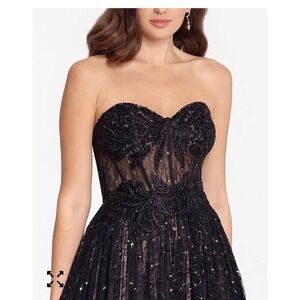 Blondie Nites Black Lace Corset Tulle Prom Dress Gown 3421BN Size 1